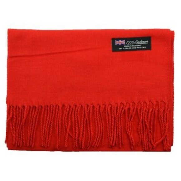 100% CASHMERE RED SCARF - Picture 3 of 4